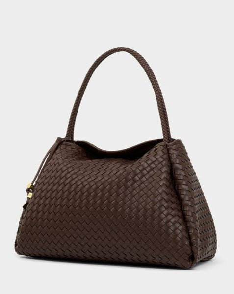 Nova hand woven large shoulder bag - Chcocolate