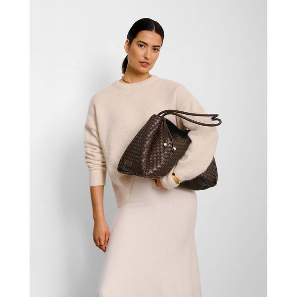Nova hand woven large shoulder bag - Chcocolate